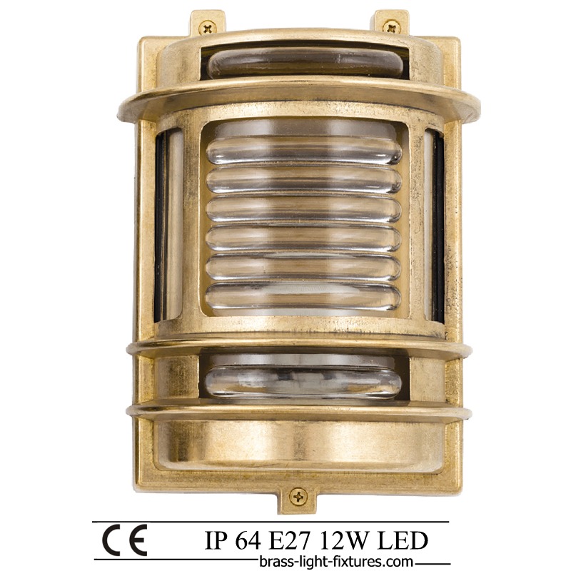 Exterior brass wall light. Outdoor nautical style lights. ART BR453 Brass  1x17W LED, IP64.